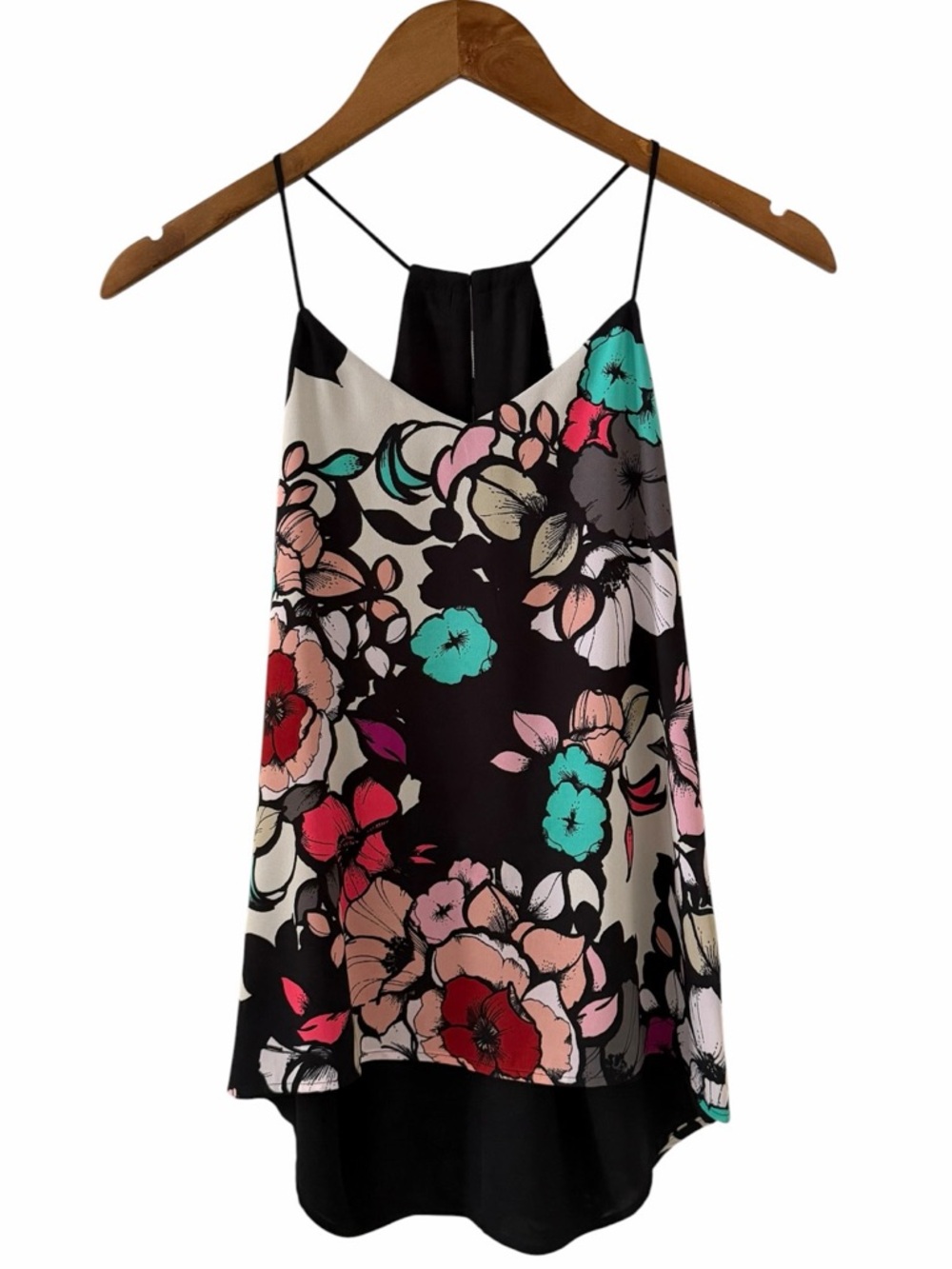 Express Black Floral Print Spaghetti Strap Reversible Barcelona Camisole Size XS